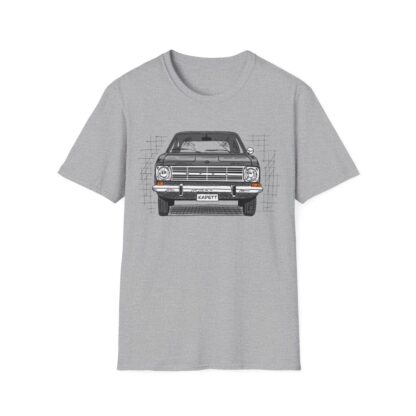 T-Shirt, Opel Kadett B, Strichzeichnung, Grau, personalisierbar