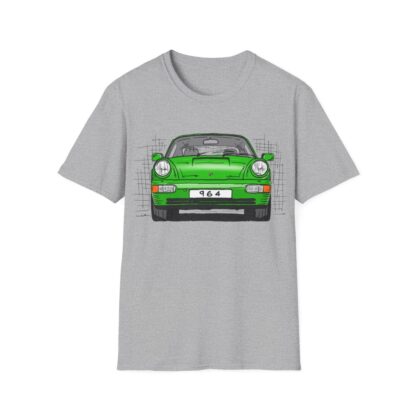 T-Shirt, Porsche 911, 964 Coupé, Strichzeichnung, Grün, personalisierbar