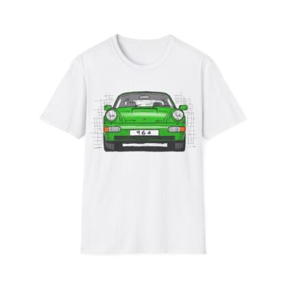 T-Shirt, Porsche 911, 964 Coupé, Strichzeichnung, Grün, personalisierbar – Bild 2