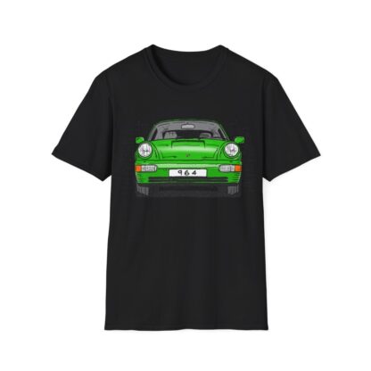 T-Shirt, Porsche 911, 964 Coupé, Strichzeichnung, Grün, personalisierbar – Bild 3