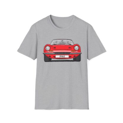 T-Shirt, Ferrari Dino, Strichzeichnung, Rot, mit Kennzeichen personalisierbar – Bild 3