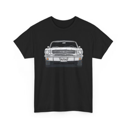 T-Shirt, Ford Mustang Convertible, Strichzeichnung, Weiß, mit Kennzeichen personalisierbar – Bild 3