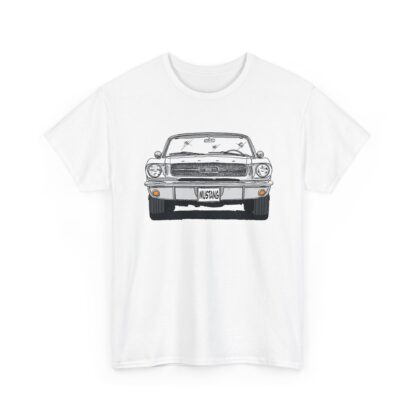 T-Shirt, Ford Mustang Convertible, Strichzeichnung, Weiß, mit Kennzeichen personalisierbar