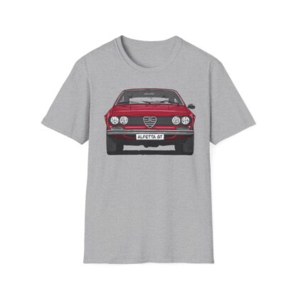 T-Shirt, Alfetta GT, Strichzeichnung, Rot, mit Kennzeichen personalisierbar