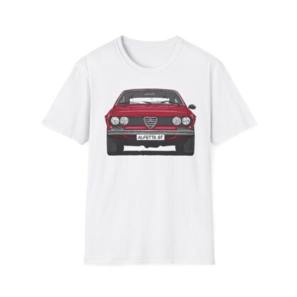 T-Shirt, Alfetta GT, Strichzeichnung, Rot, mit Kennzeichen personalisierbar – Bild 2