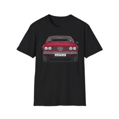 T-Shirt, Alfetta GT, Strichzeichnung, Rot, mit Kennzeichen personalisierbar – Bild 3