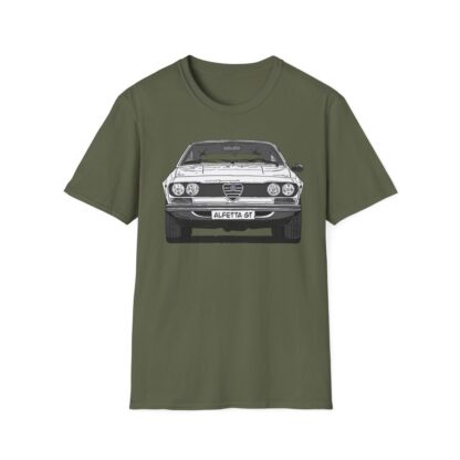 T-Shirt, Alfetta GT, Strichzeichnung, Weiß, mit Kennzeichen personalisierbar – Bild 4