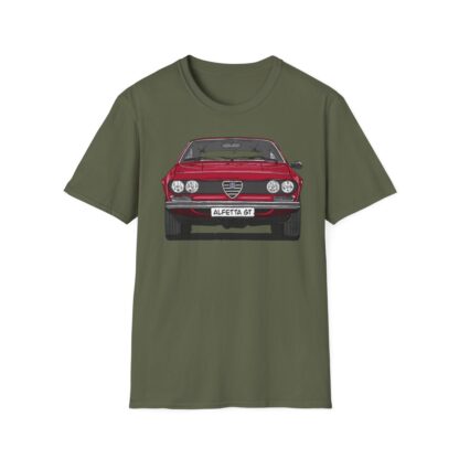 T-Shirt, Alfetta GT, Strichzeichnung, Rot, mit Kennzeichen personalisierbar – Bild 4