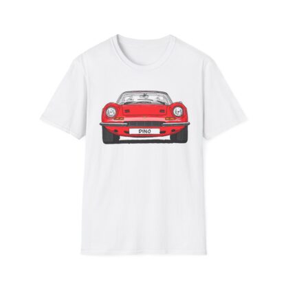 T-Shirt, Ferrari Dino, Strichzeichnung, Rot, mit Kennzeichen personalisierbar