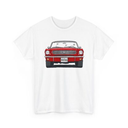 T-Shirt, Ford Mustang Convertible, Strichzeichnung, Rot, mit Kennzeichen personalisierbar