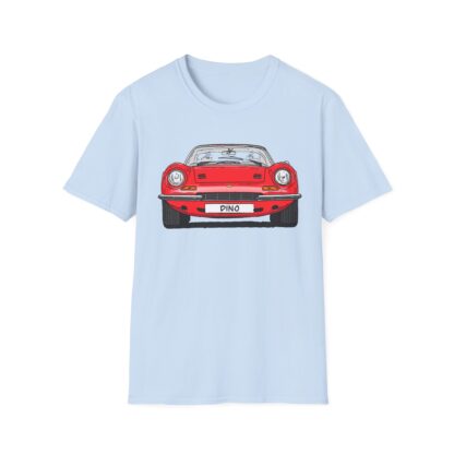 T-Shirt, Ferrari Dino, Strichzeichnung, Rot, mit Kennzeichen personalisierbar – Bild 5