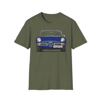 T-Shirt, Alfa Romeo Spider Duetto, Strichzeichnung, Blau, mit Kennzeichen personalisierbar – Bild 5