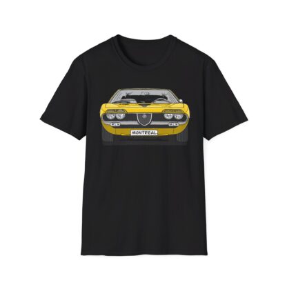 T-Shirt, Alfa Romeo Montreal, Strichzeichnung, Gelb, eigenes Kennzeichen möglich – Bild 3