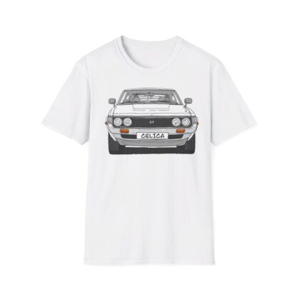 T-Shirt, Toyota Celica, Strichzeichnung, Weiß, eigenes Kennzeichen möglich – Bild 2