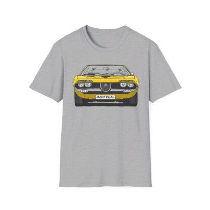 T-Shirt, Alfa Romeo Montreal, Strichzeichnung, Gelb, eigenes Kennzeichen möglich