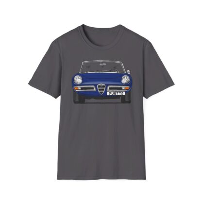 T-Shirt, Alfa Romeo Spider Duetto, Strichzeichnung, Blau, mit Kennzeichen personalisierbar – Bild 7