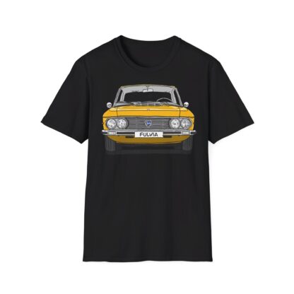 T-Shirt, Lancia Fulvia Coupe, Strichzeichnung, Gelb, eigenes Kennzeichen möglich – Bild 3