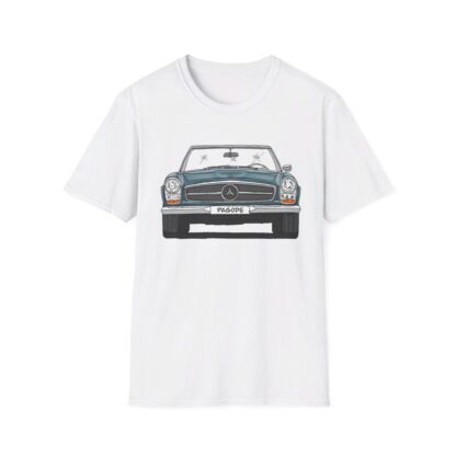 T-Shirt, Mercedes W113 Pagode, Strichzeichnung, Blau, eigenes Kennzeichen möglich – Bild 2