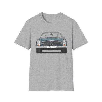 T-Shirt, Mercedes W113 Pagode, Strichzeichnung, Blau, eigenes Kennzeichen möglich