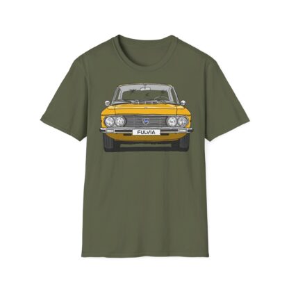 T-Shirt, Lancia Fulvia Coupe, Strichzeichnung, Gelb, eigenes Kennzeichen möglich – Bild 4