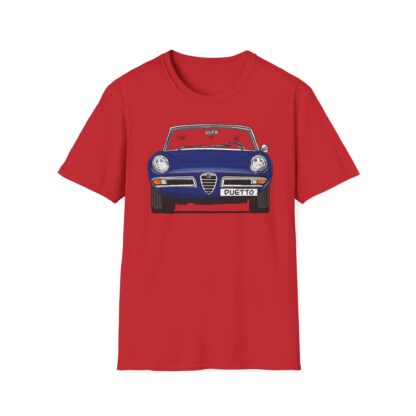 T-Shirt, Alfa Romeo Spider Duetto, Strichzeichnung, Blau, mit Kennzeichen personalisierbar – Bild 10