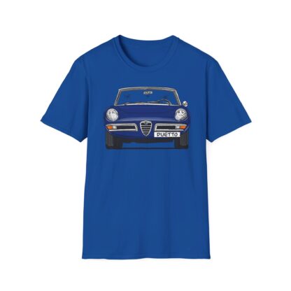 T-Shirt, Alfa Romeo Spider Duetto, Strichzeichnung, Blau, mit Kennzeichen personalisierbar – Bild 8