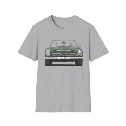 T-Shirt, Mercedes W113 Pagode, Strichzeichnung, Grün, eigenes Kennzeichen möglich