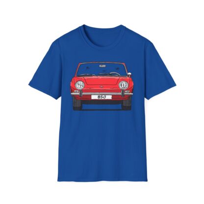 T-Shirt, Fiat 850 Spider, Strichzeichnung, Rot, eigenes Kennzeichen möglich – Bild 8