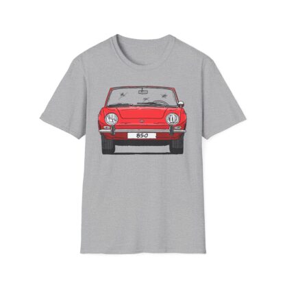 T-Shirt, Fiat 850 Spider, Strichzeichnung, Rot, eigenes Kennzeichen möglich