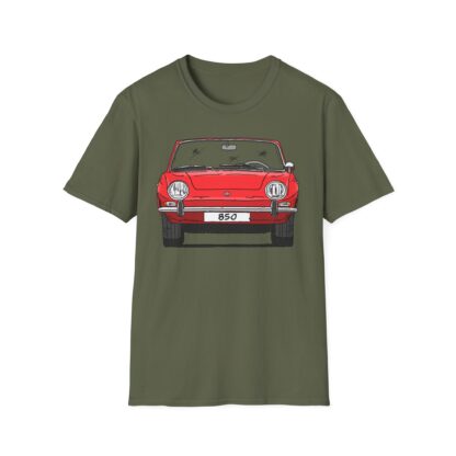 T-Shirt, Fiat 850 Spider, Strichzeichnung, Rot, eigenes Kennzeichen möglich – Bild 5