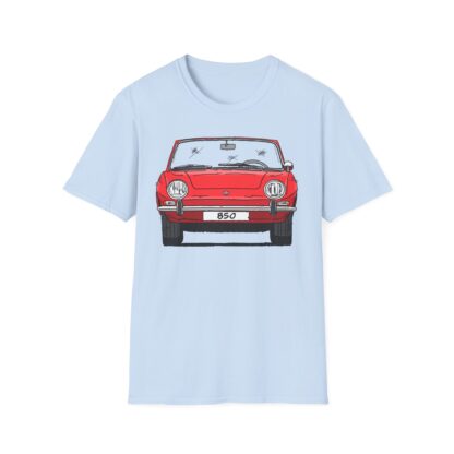 T-Shirt, Fiat 850 Spider, Strichzeichnung, Rot, eigenes Kennzeichen möglich – Bild 6