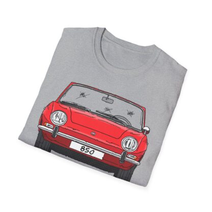 T-Shirt, Fiat 850 Spider, Strichzeichnung, Rot, eigenes Kennzeichen möglich – Bild 2