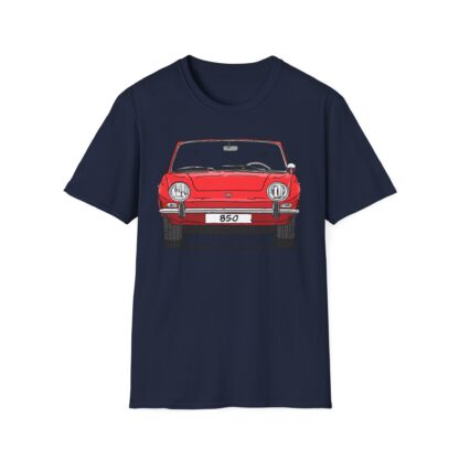 T-Shirt, Fiat 850 Spider, Strichzeichnung, Rot, eigenes Kennzeichen möglich – Bild 9