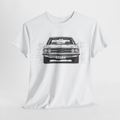 T-Shirt, Audi 100 C1, Strichzeichnung, Weiß, personalisierbar