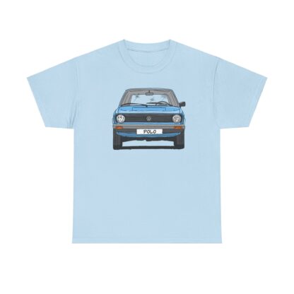 T-Shirt, VW Polo I Facelift, Typ 86, Strichzeichnung, Hellblau, mit Kennzeichen personalisierbar – Bild 5