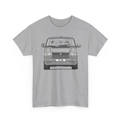 T-Shirt, VW T4 GP, Bulli, Strichzeichnung, Silbergrau, mit Kennzeichen personalisierbar