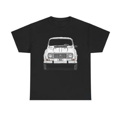 T-Shirt, Renault R4, Strichzeichnung, Weiß, Wunschkennzeichen möglich – Bild 4