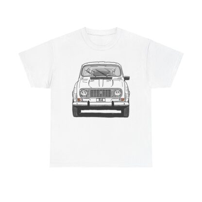 T-Shirt, Renault R4, Strichzeichnung, Weiß, Wunschkennzeichen möglich – Bild 2