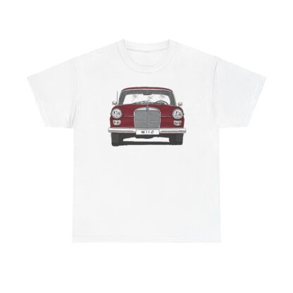 T-Shirt, Mercedes W110, Heckflosse, Strichzeichnung, Rot, Wunschkennzeichen möglich – Bild 3