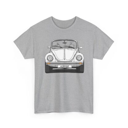 T-Shirt, VW Käfer Cabrio, 1303, Strichzeichnung, Weiß, mit Kennzeichen personalisierbar