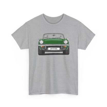 T-Shirt, Triumph Spitfire 1500, Strichzeichnung, Grün, mit Kennzeichen personalisierbar