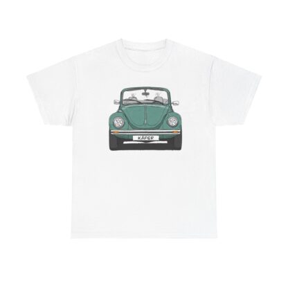 T-Shirt, VW Käfer Cabrio, 1303, Strichzeichnung, Grün, mit Kennzeichen personalisierbar