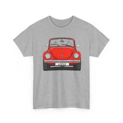 T-Shirt, VW Käfer Cabrio, 1303, Strichzeichnung, Rot, mit Kennzeichen personalisierbar