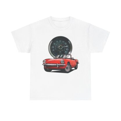 T-Shirt, Triumph Spitfire Mk3, Rot, Vmax mit Tacho – Bild 2