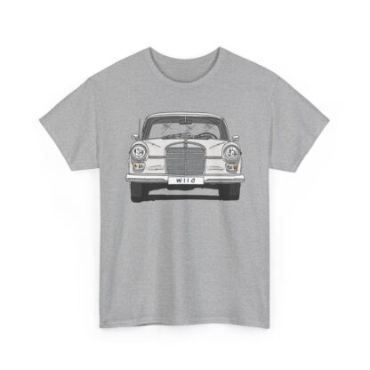 T-Shirt, Mercedes W110, Heckflosse, Strichzeichnung, Lichtgrau, Wunschkennzeichen möglich – Bild 2