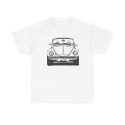 T-Shirt, VW Käfer Cabrio, 1303, Strichzeichnung, Weiß, mit Kennzeichen personalisierbar – Bild 2