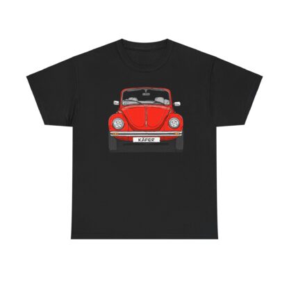 T-Shirt, VW Käfer Cabrio, 1303, Strichzeichnung, Rot, mit Kennzeichen personalisierbar – Bild 3