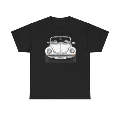 T-Shirt, VW Käfer Cabrio, 1303, Strichzeichnung, Weiß, mit Kennzeichen personalisierbar – Bild 3