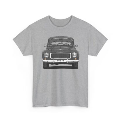 T-Shirt, Volvo PV544, Buckelvolvo, Strichzeichnung, Grau, Wunschkennzeichen möglich – Bild 2