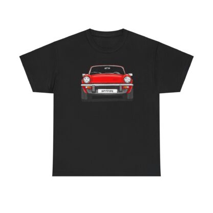 T-Shirt, Triumph Spitfire 1500, Strichzeichnung, Rot, mit Kennzeichen personalisierbar – Bild 3